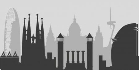 Vinilo skyline de Barcelona en dos capas