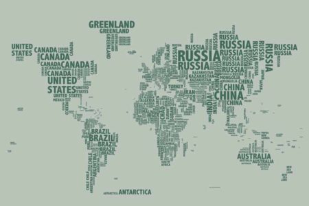 Mapa tipográfico verde con soporte