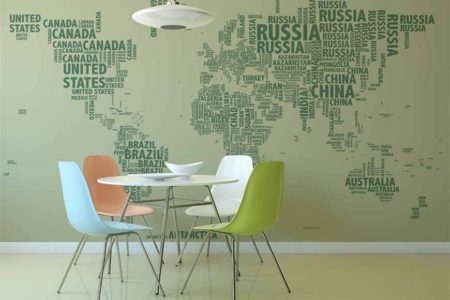 mapa tipográfico verde mural
