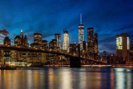 Fotografía espectacular del skyline de Nueva York al anochecer para decorar cualquier ambiente