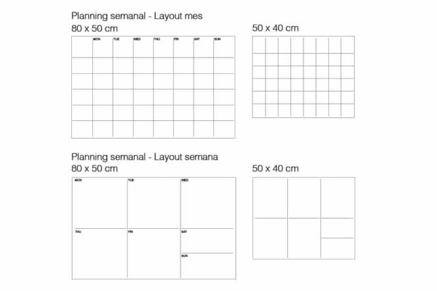 Los dos tipos de planning semanal para la pizarra magnética de vidrio