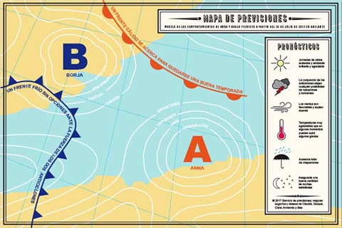 Panel con un mapa del tiempo personalizado para regalar